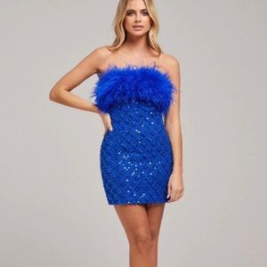 Nadine Merabi Harlow blue mini sequined dress size s/m- new with tags!